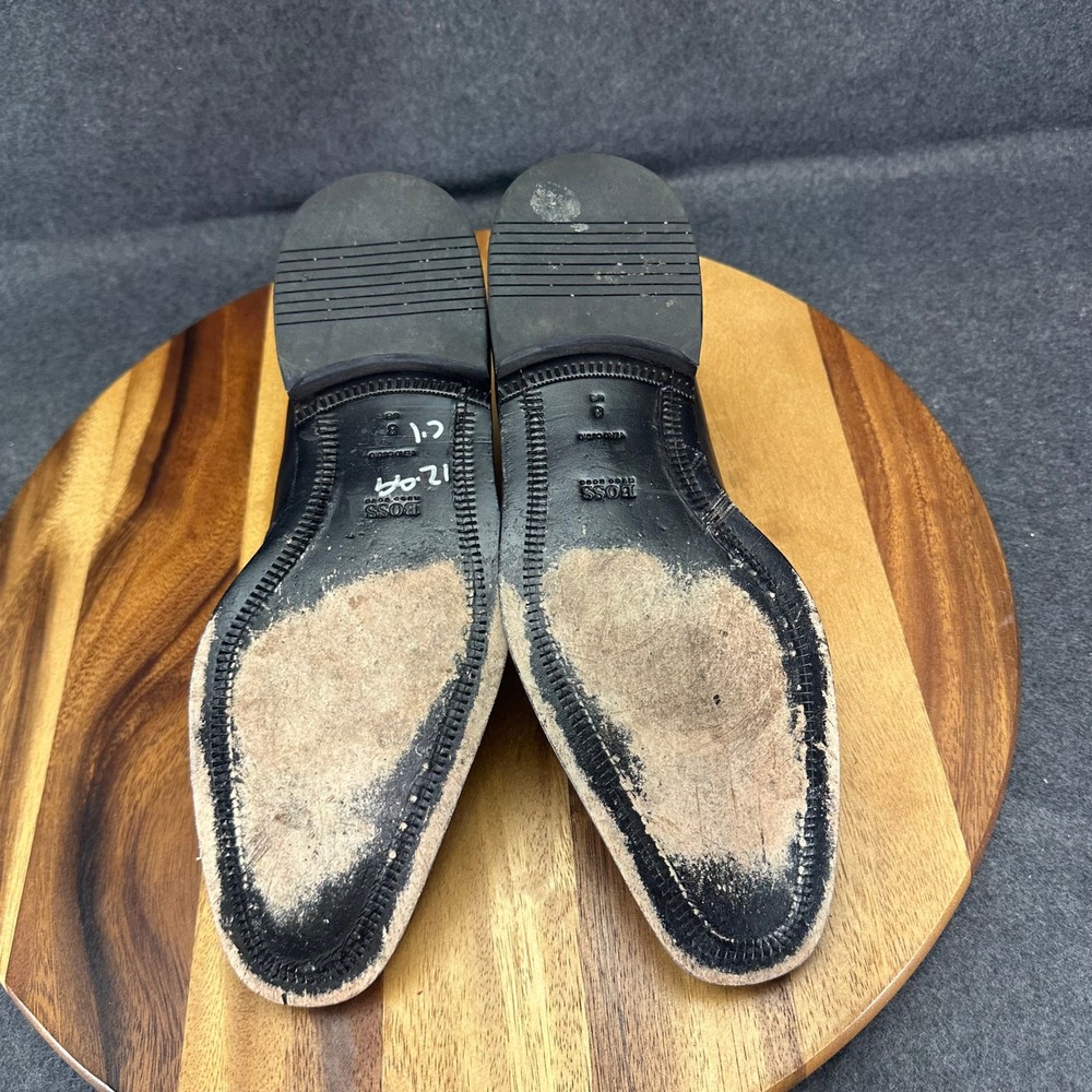 Hugo Boss Mens Black Leather Square Toe Bit Horsebit Loafers Dress Shoes Size 8 - Picture 9 of 12